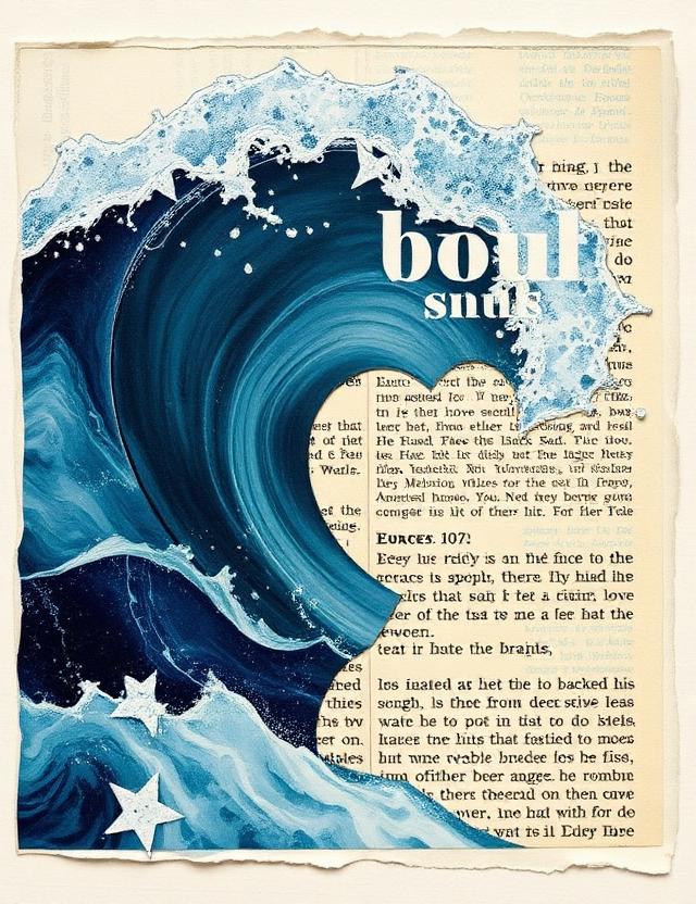 Soul collage card with ocean and text fragments